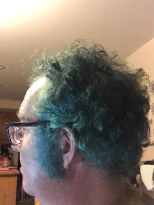 Hair is green until it all comes off!
