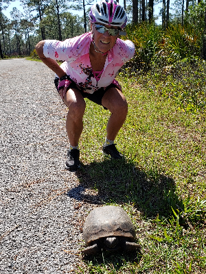Riding for my sister.   Vivian and George.  Also riding for this turtle that darted out in front of me while riding.