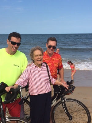 Mom, just a couple weeks after diagnosis, encouraging us to ride!  Now we remember.