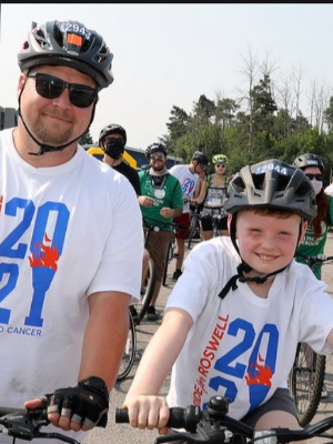 My dad and I at the starting line of the 2021 Ride for Roswell.